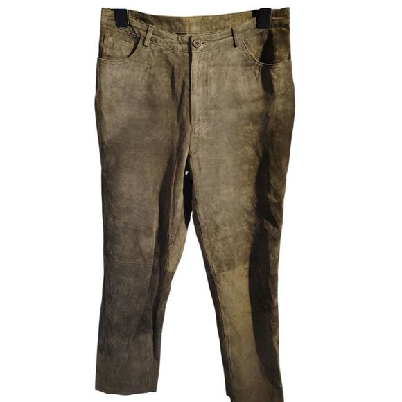 Brandon Thomas Pants - Brandon Thomas Suede Leather Pants Olive Green Women's Size 10
